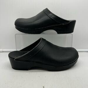 Sven Swedish Clogs Womens 39 Black Leather Slip On Mule US 8.5-9 **